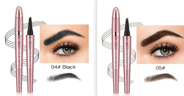 Waterproof Four-Fork Liquid Eyebrow Pencil – Natural Hair-Stroke Effect