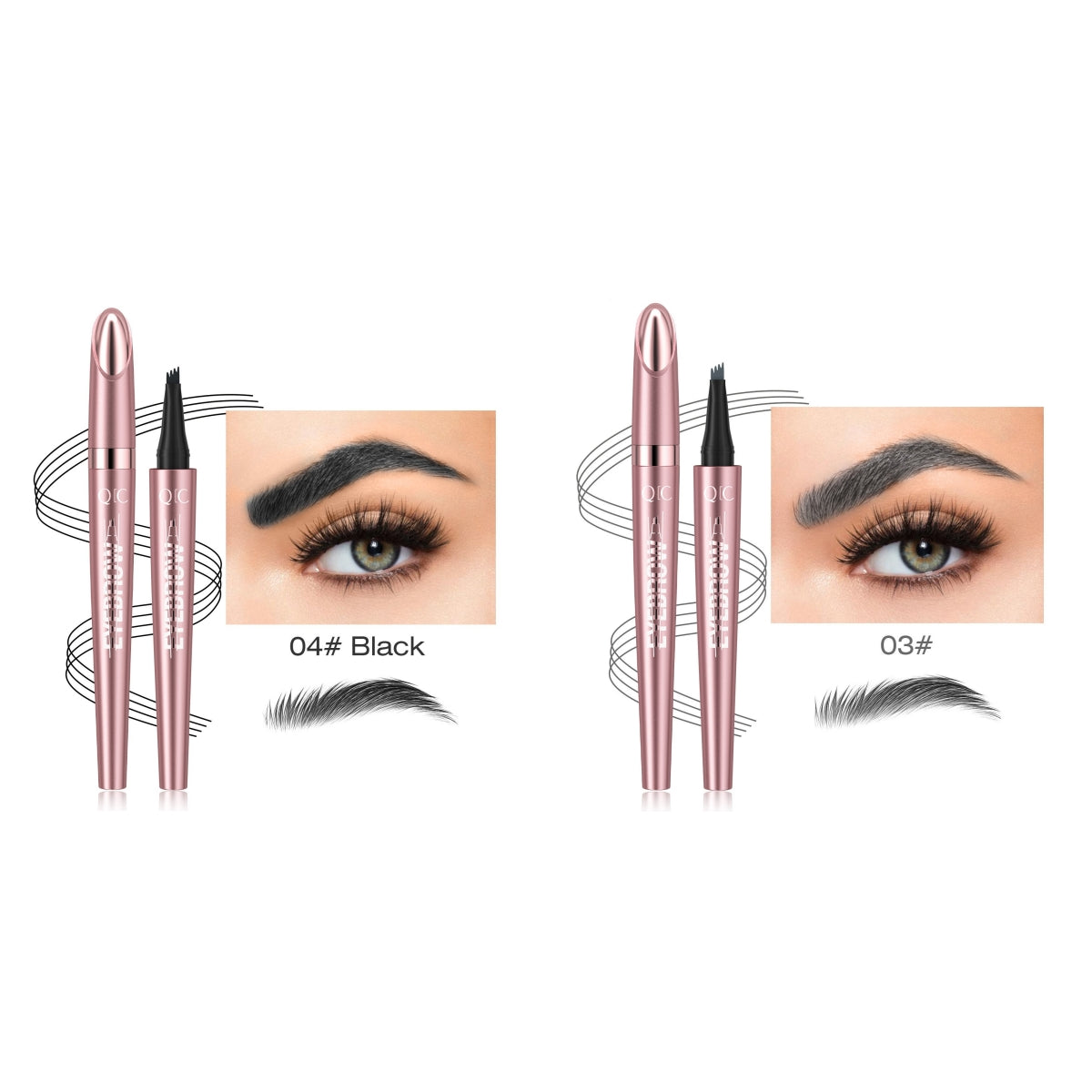Waterproof Four-Fork Liquid Eyebrow Pencil – Natural Hair-Stroke Effect