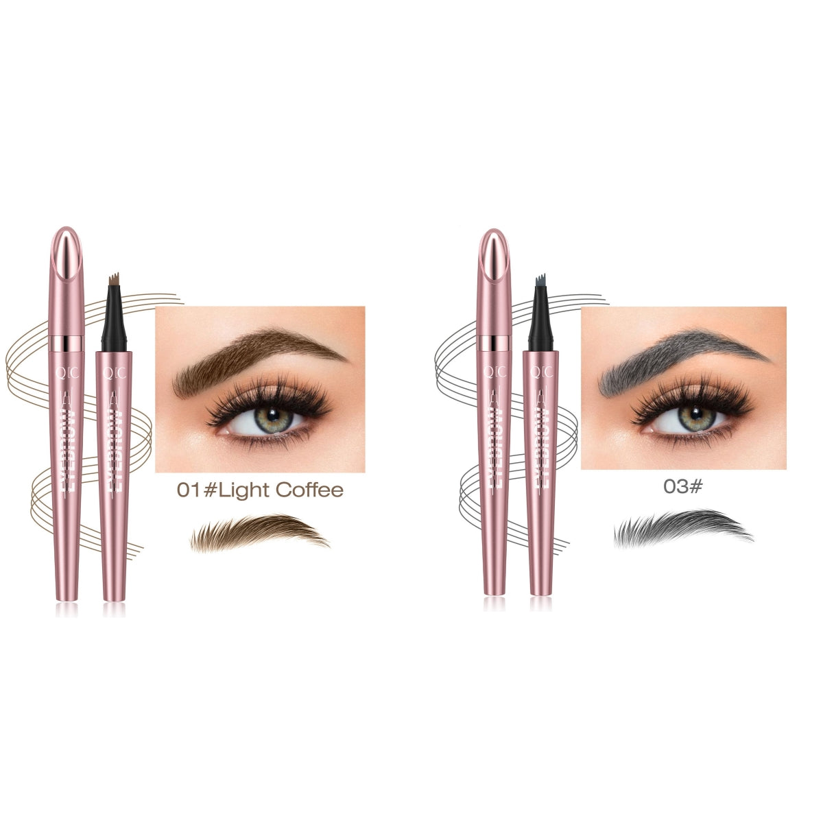 Waterproof Four-Fork Liquid Eyebrow Pencil – Natural Hair-Stroke Effect