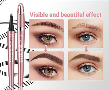 Waterproof Four-Fork Liquid Eyebrow Pencil – Natural Hair-Stroke Effect