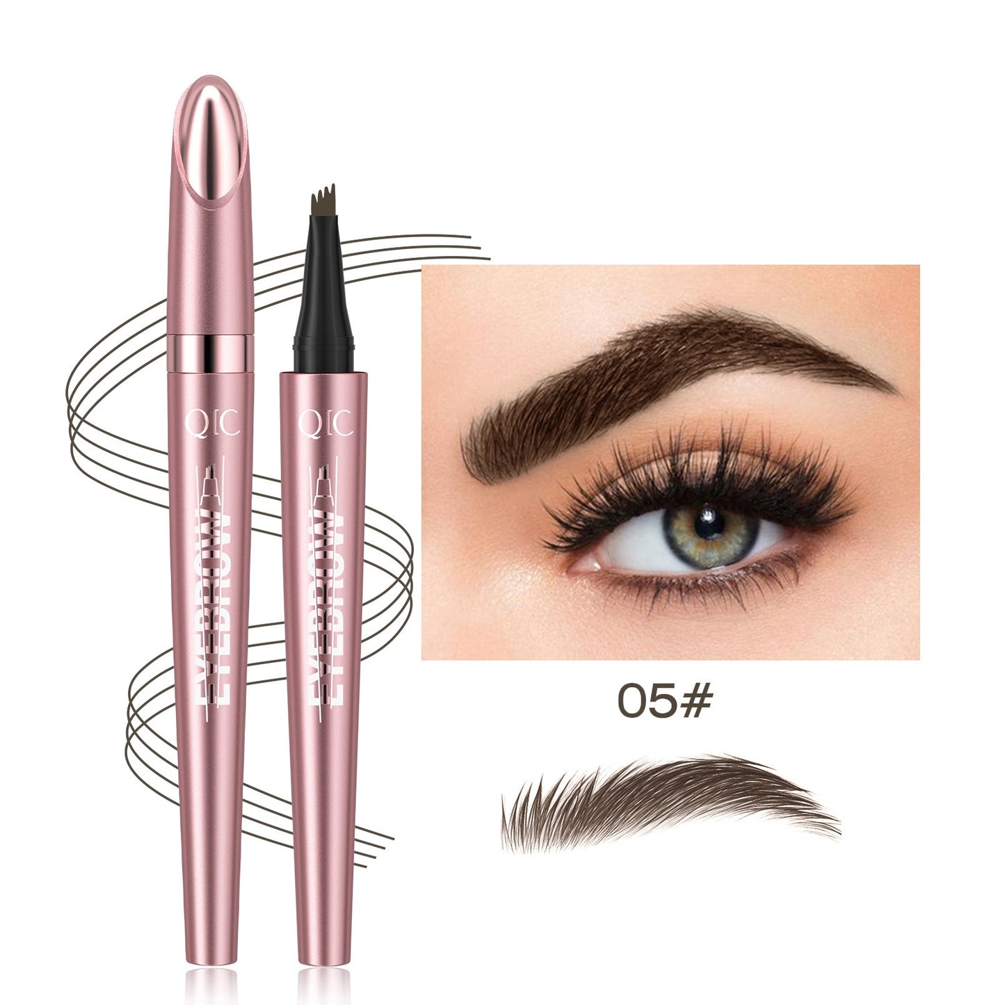 Waterproof Four-Fork Liquid Eyebrow Pencil – Natural Hair-Stroke Effect