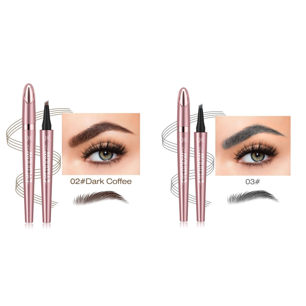 Waterproof Four-Fork Liquid Eyebrow Pencil – Natural Hair-Stroke Effect