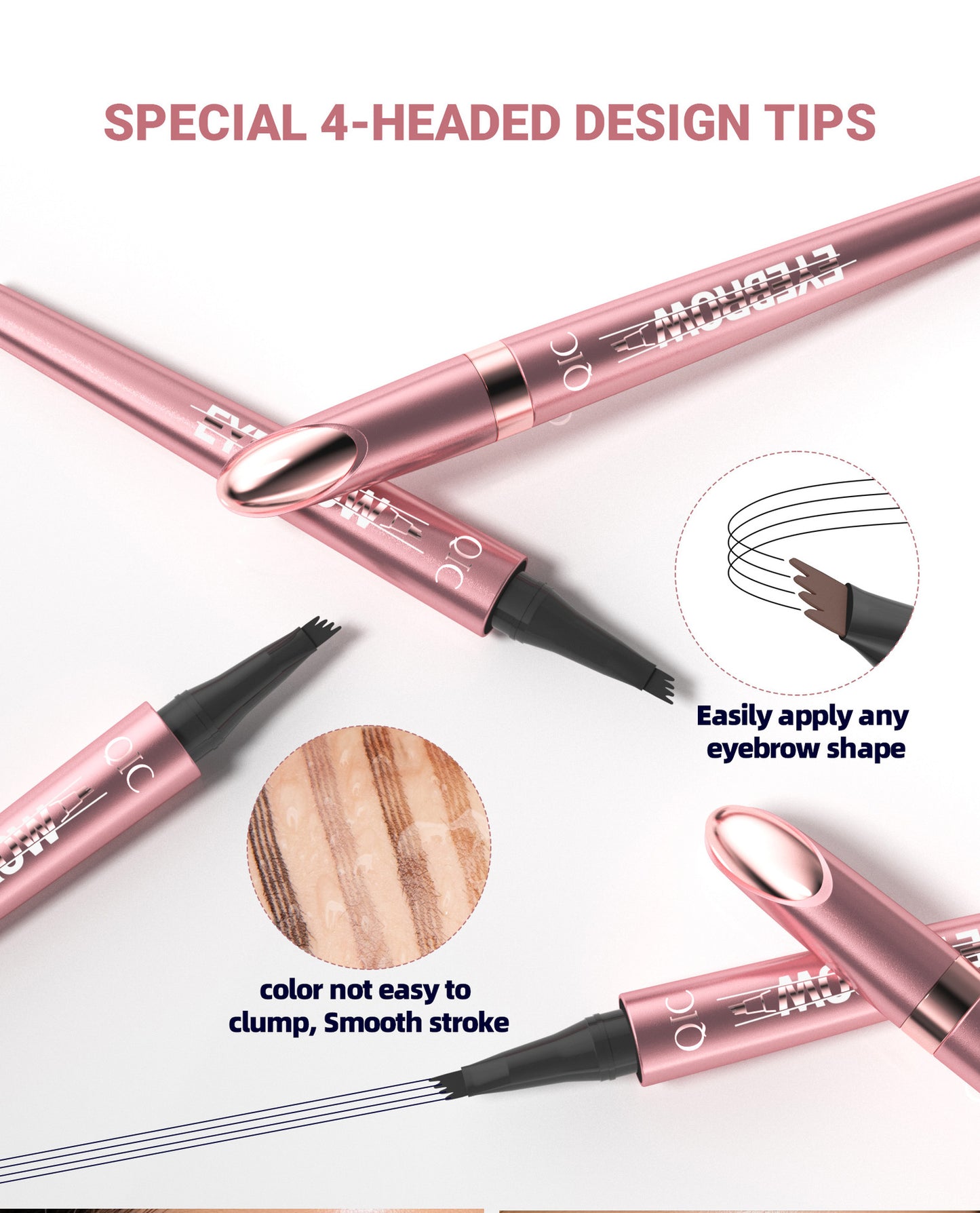 Waterproof Four-Fork Liquid Eyebrow Pencil – Natural Hair-Stroke Effect