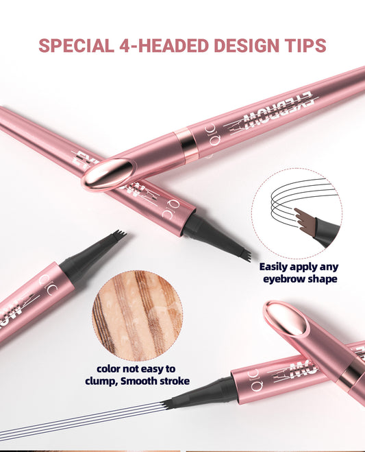 Waterproof Four-Fork Liquid Eyebrow Pencil – Natural Hair-Stroke Effect