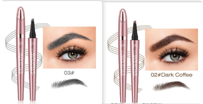 Waterproof Four-Fork Liquid Eyebrow Pencil – Natural Hair-Stroke Effect