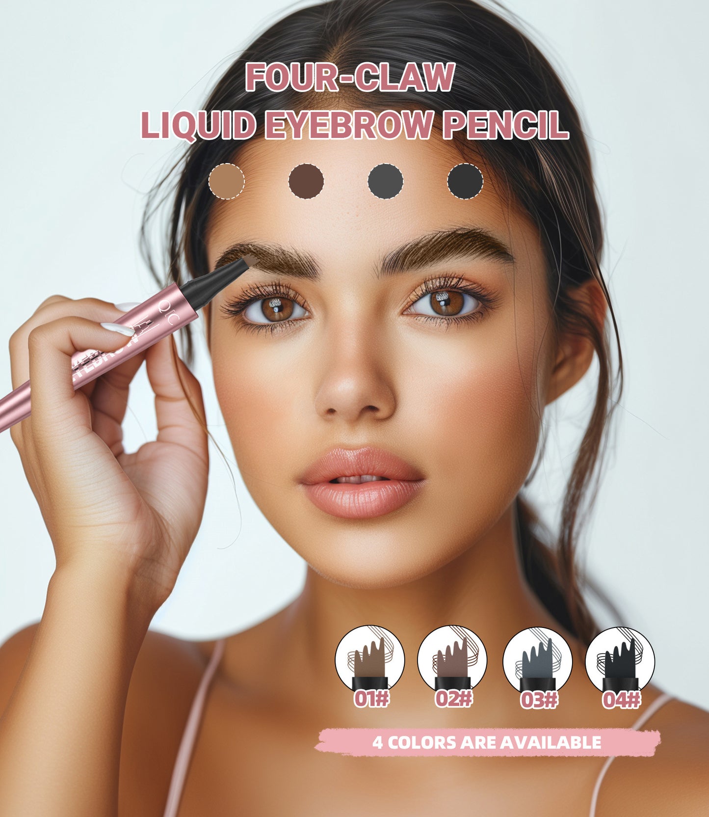 Waterproof Four-Fork Liquid Eyebrow Pencil – Natural Hair-Stroke Effect