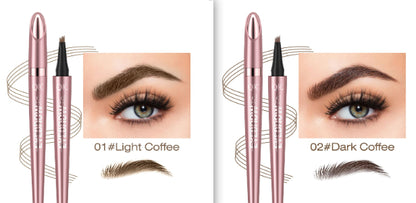 Waterproof Four-Fork Liquid Eyebrow Pencil – Natural Hair-Stroke Effect