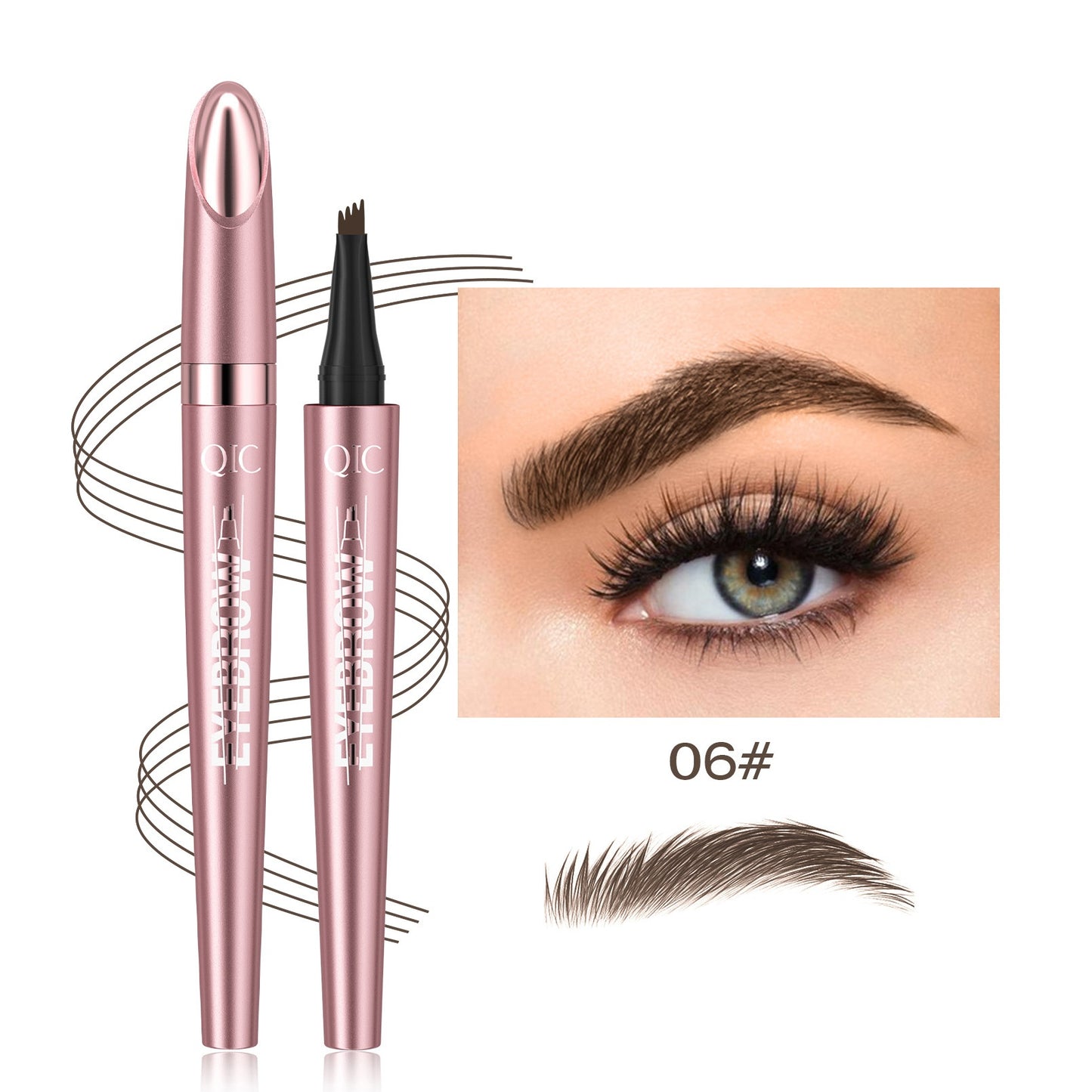 Waterproof Four-Fork Liquid Eyebrow Pencil – Natural Hair-Stroke Effect
