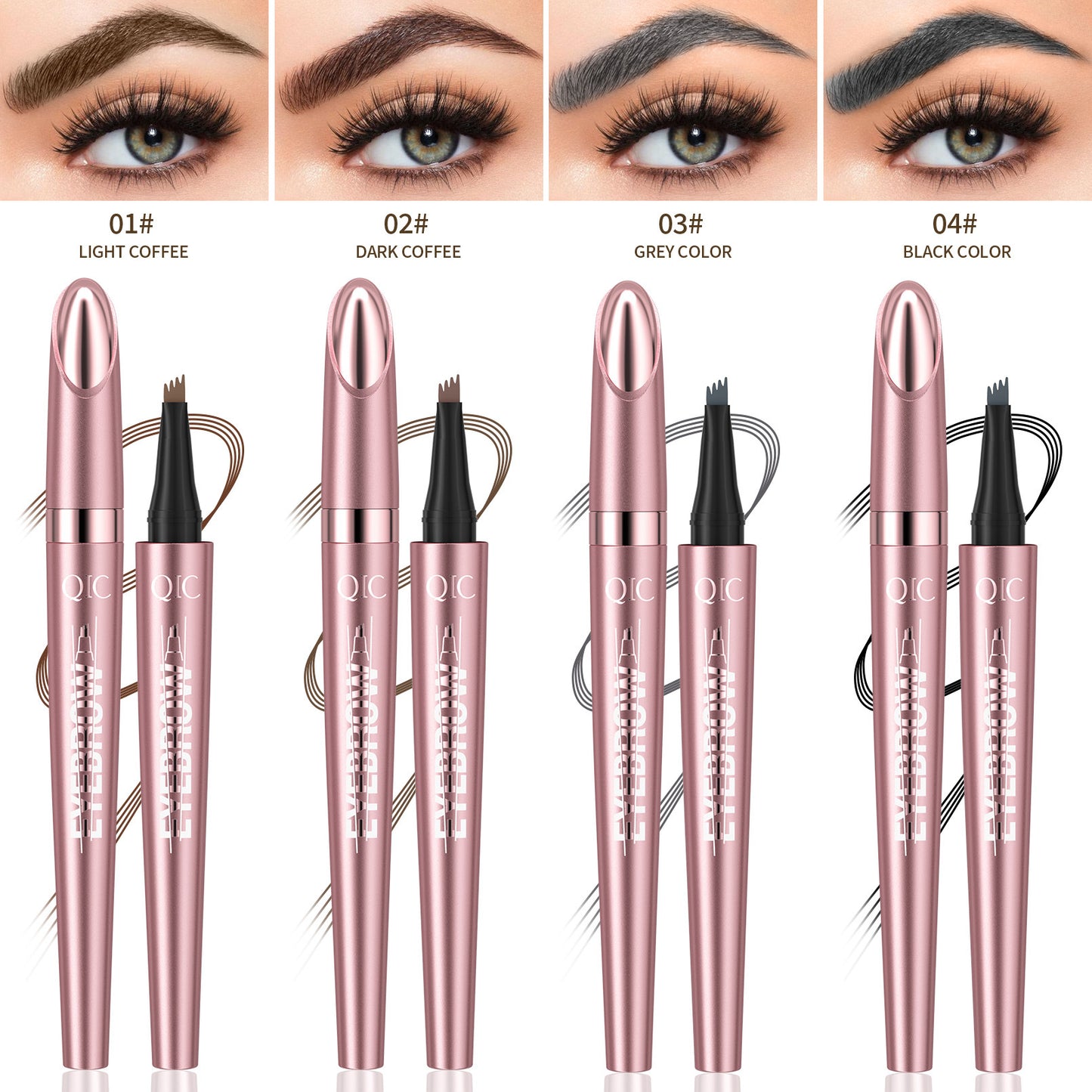 Waterproof Four-Fork Liquid Eyebrow Pencil – Natural Hair-Stroke Effect