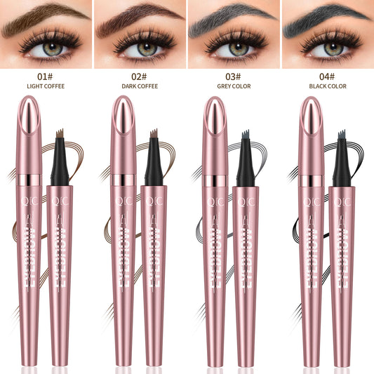 Waterproof Four-Fork Liquid Eyebrow Pencil – Natural Hair-Stroke Effect