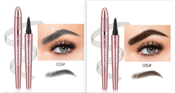 Waterproof Four-Fork Liquid Eyebrow Pencil – Natural Hair-Stroke Effect