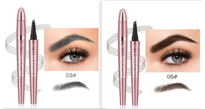 Waterproof Four-Fork Liquid Eyebrow Pencil – Natural Hair-Stroke Effect