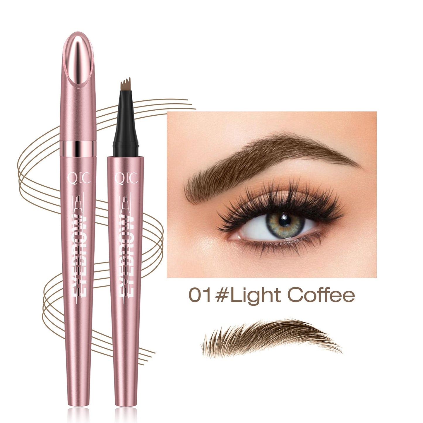 Waterproof Four-Fork Liquid Eyebrow Pencil – Natural Hair-Stroke Effect