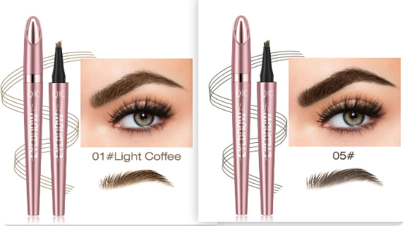 Waterproof Four-Fork Liquid Eyebrow Pencil – Natural Hair-Stroke Effect
